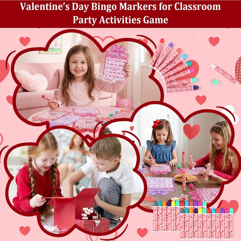 Eersida 60 Pack Valentines Bingo Daubers Bulk 0.4 oz Mixed Colors Dot Markers Bingo Supplies in 12 Colors Dot Paint Art Markers Paint Craft for Party Favor - Image 5